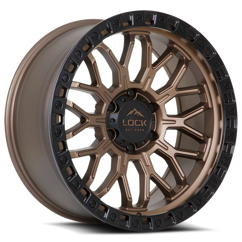 Set 4 17" Lock Offroad Combat Matte Bronze Matte Black Ring 17x9 5x5 -12mm Rims