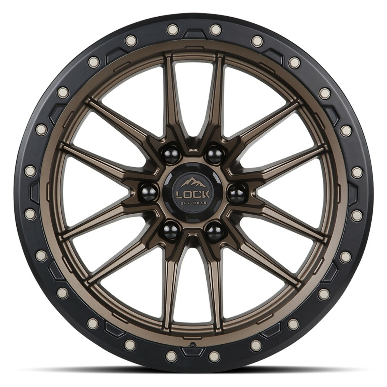 Set 4 22" Lock Offroad Krawler Matte Bronze Matte Black Ring 22x10 8x180 -18mm