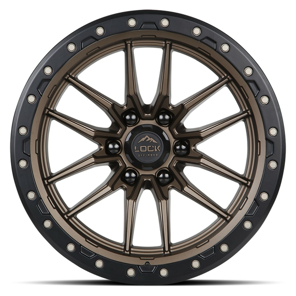Set 4 22" Lock Offroad Krawler Matte Bronze Matte Black Ring 22x10 8x180 -18mm