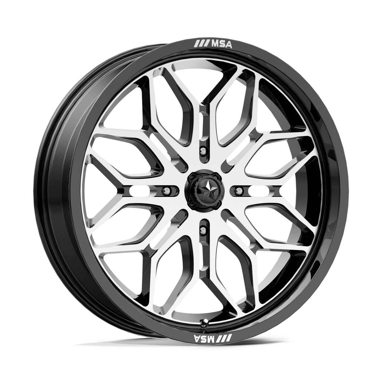 Set 4 MSA Offroad M47 Sniper 20x7 4x110 Black Machined Wheels 20" 10mm Rims