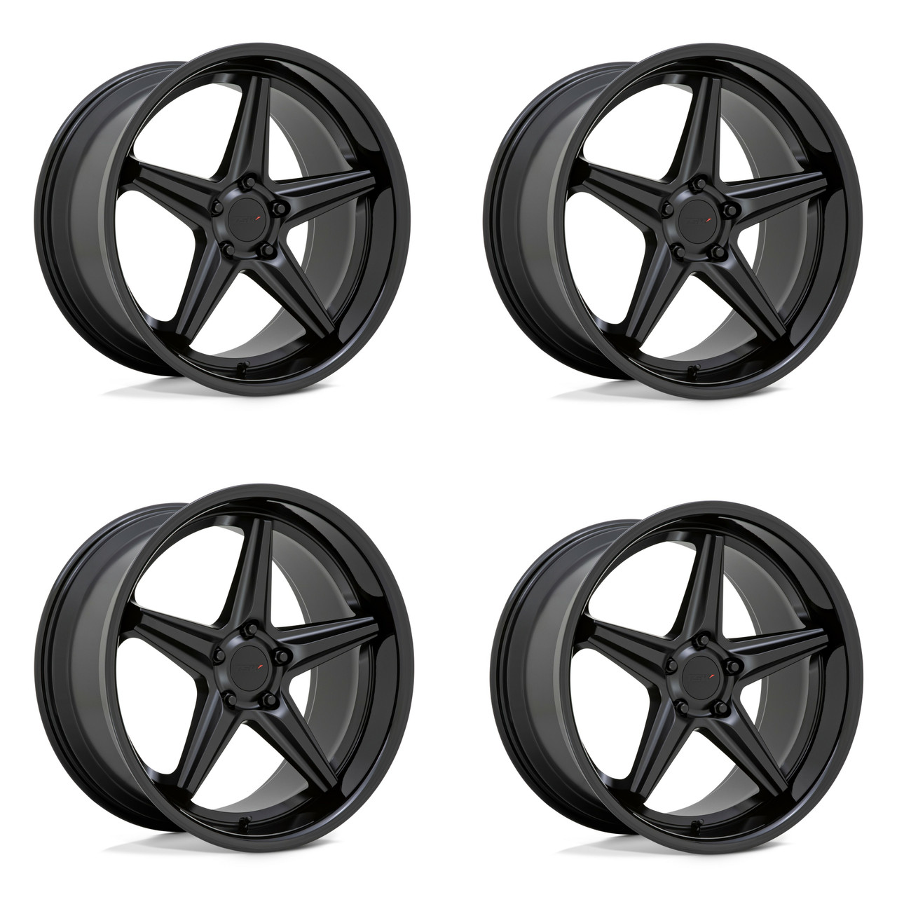 Set 4 TSW Launch 19x8.5 5x120 Matte Black With Gloss Black Lip Wheels 19" 35mm