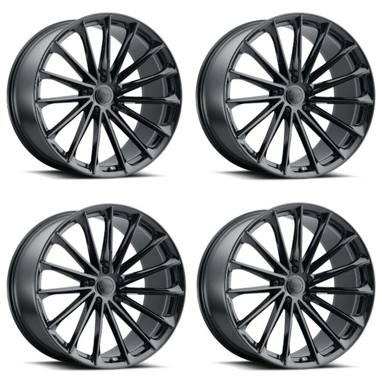 Set 4 OHM Proton 20x9 5x4.5 Gloss Black Wheels 20" 30mm Rims