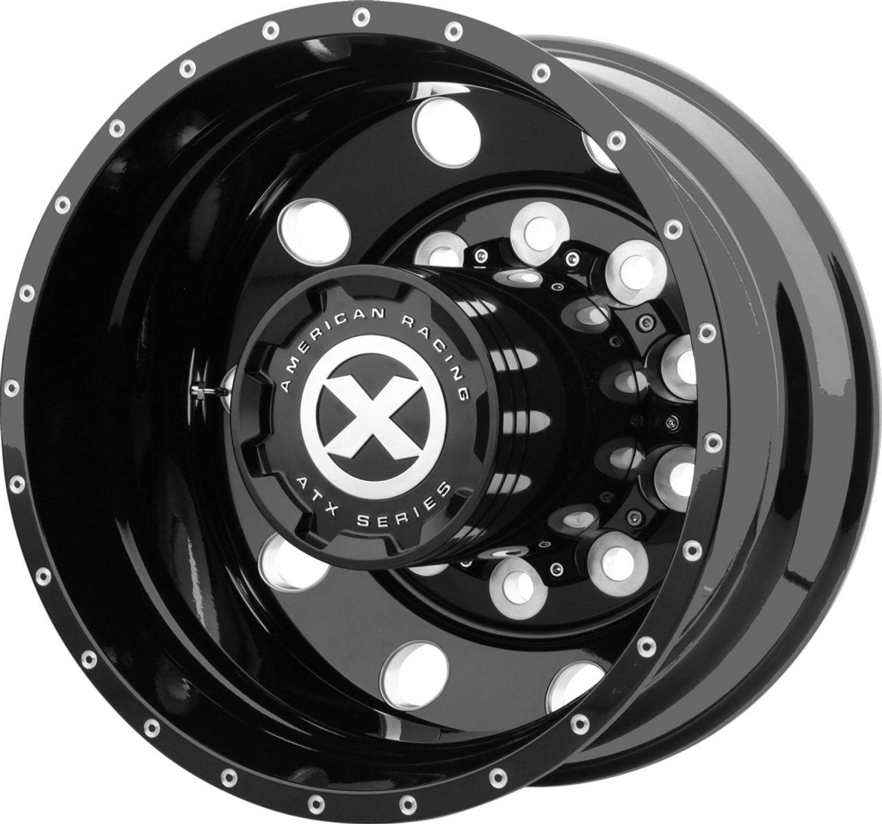 ATX AO405 Trex 22.5x8.25 10x11.25 Gloss Black Milled - Rear Wheel 22.5" -168mm