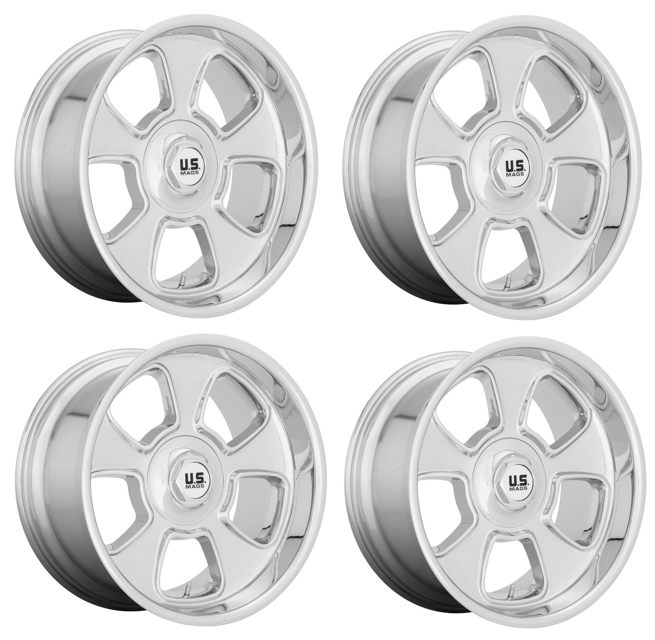 Set 4 20" US Mag 1PC U126 Boulevard 20x9.5 Chrome Plated 6x5.5 Wheels 1mm Rims