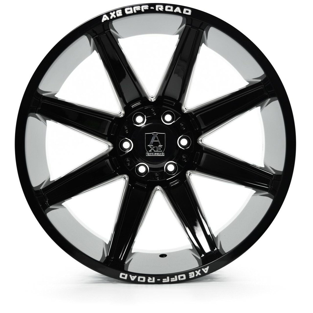 26" Axe Wheels Artemis Gloss Black Milled 26x14 6x135 6x5.5 -76mm Lifted Wheel