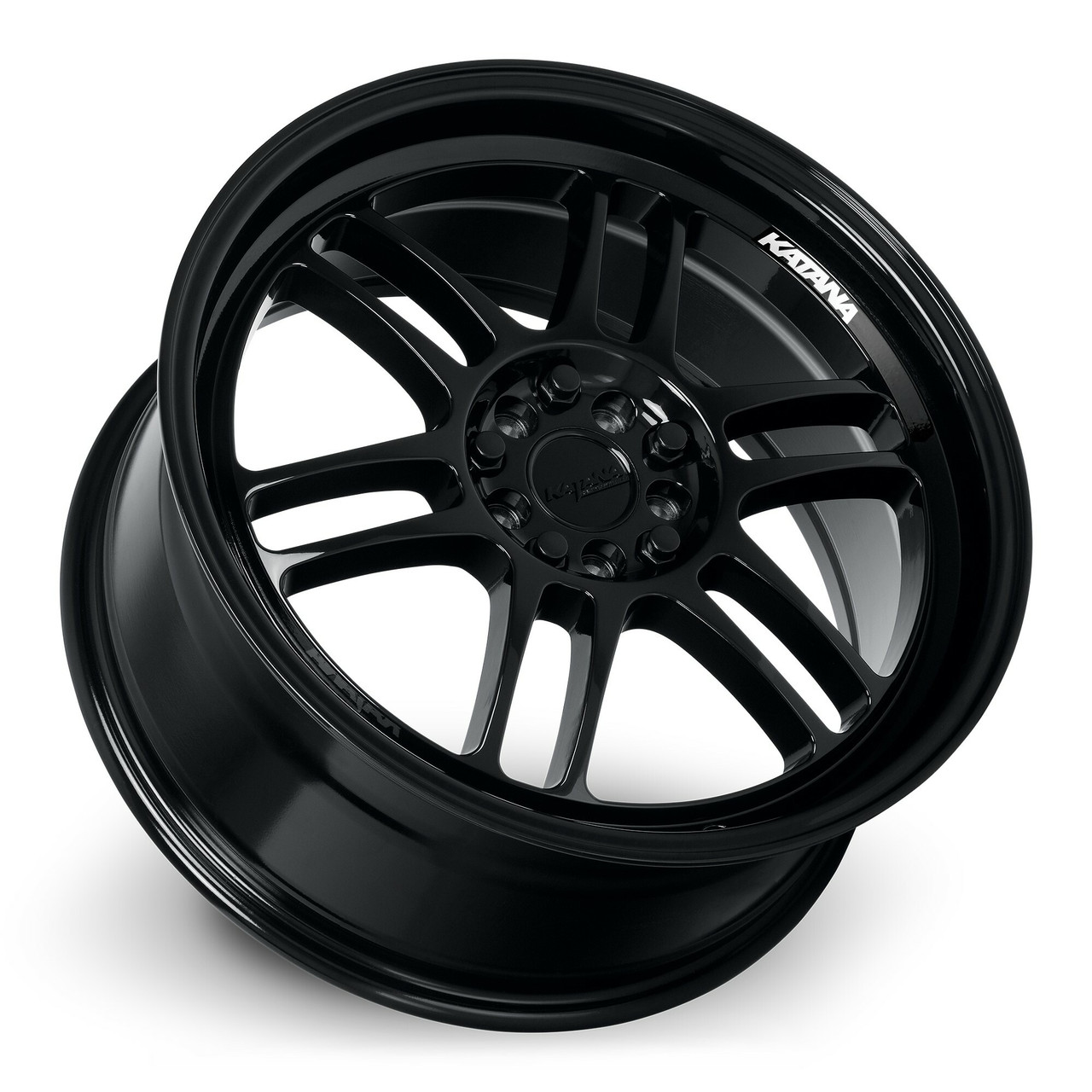 18" Katana Wheels KR02 Glossy Black 18x8 Wheel 5x100 5x4.5 40mm Rim