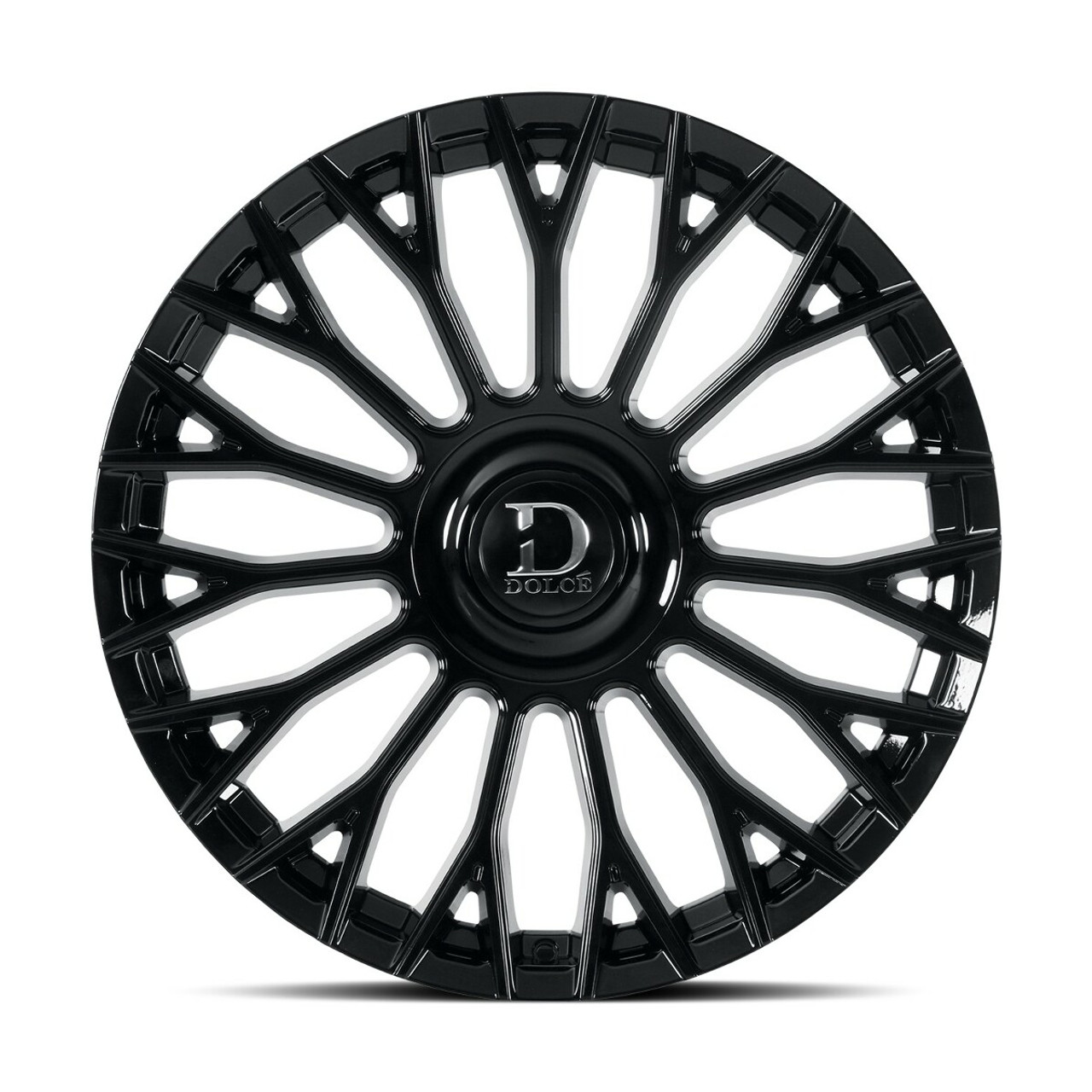 22" Dolce Luxury Roma 22x9.5 6x135 6x5.5 18mm Glossy Black w Floating Cap Wheel