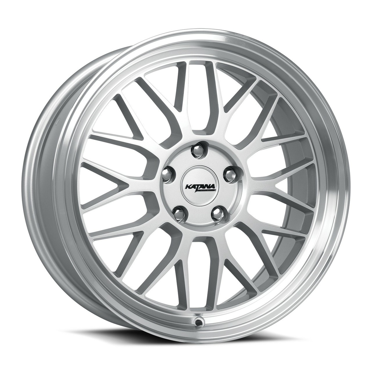 18" Katana Wheels KR06 18x8 5x4.5 40mm Wheel Glossy Silver Machine Lip Rim