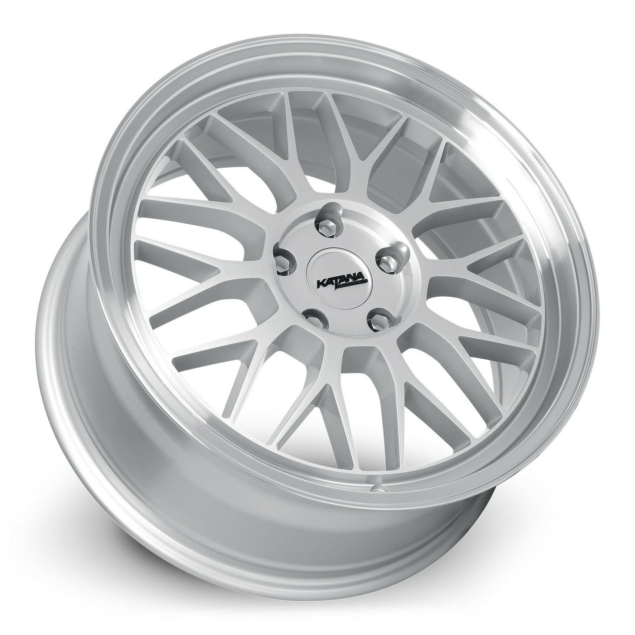 18" Katana Wheels KR06 18x8 5x4.5 40mm Wheel Glossy Silver Machine Lip Rim