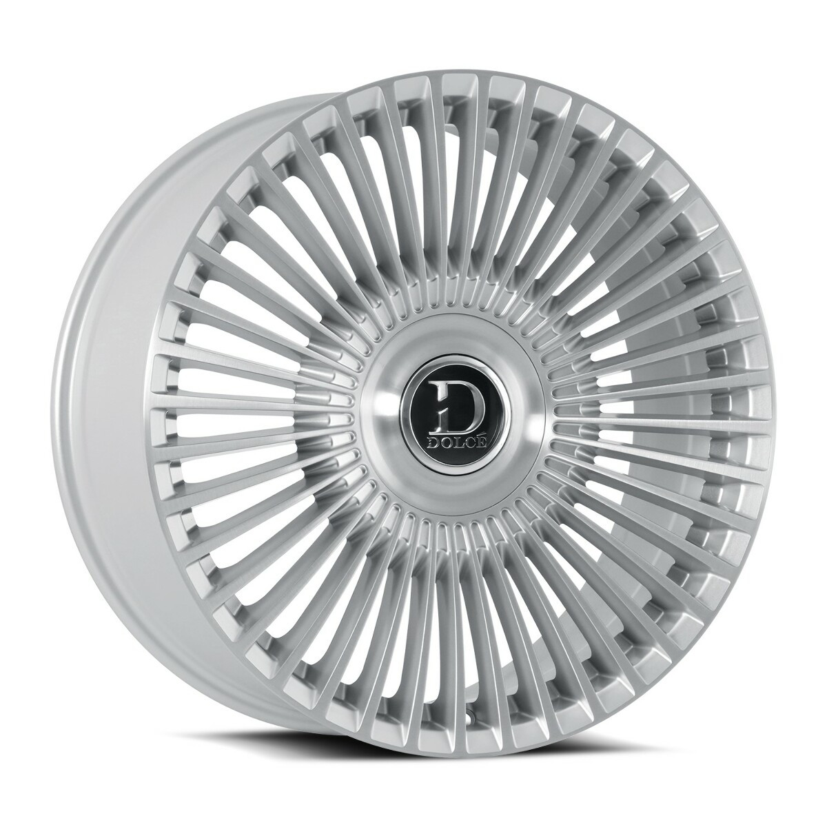 22" Dolce Trento 22x10.5 5x108 5x112 40mm Sliver Brush Face w Floating Cap Rim