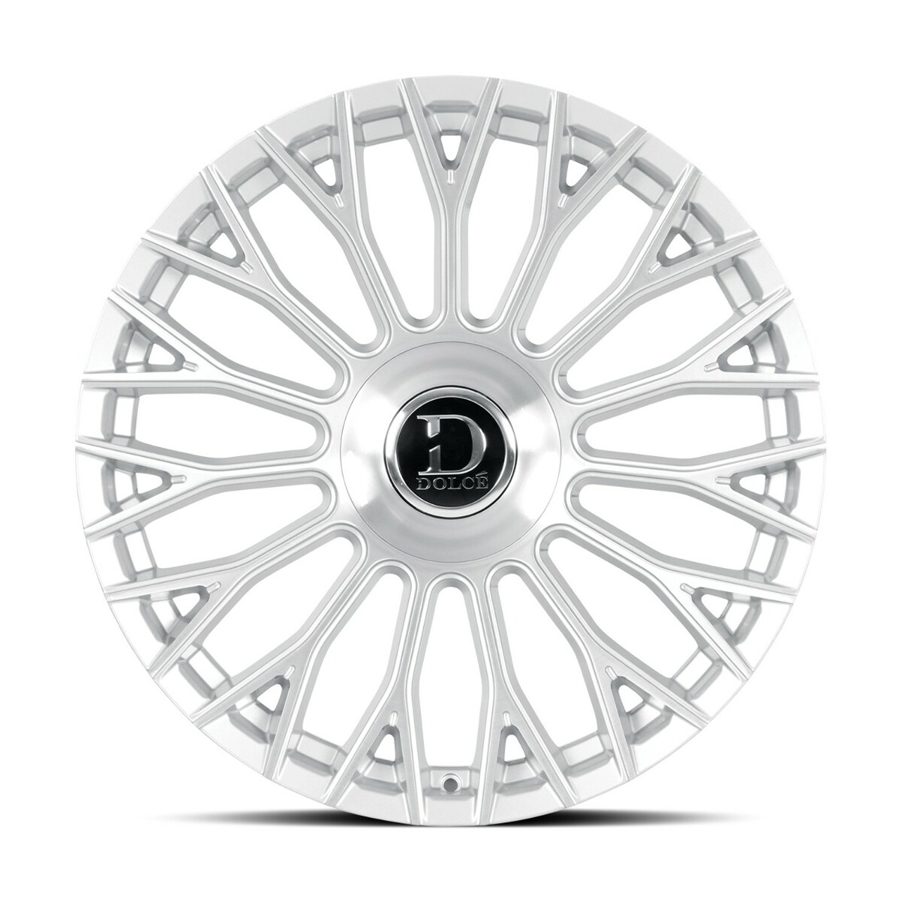 22" Dolce Roma 22x9 5x112 5x120 30mm Glossy Sliver Brush Face Floating Cap Wheel