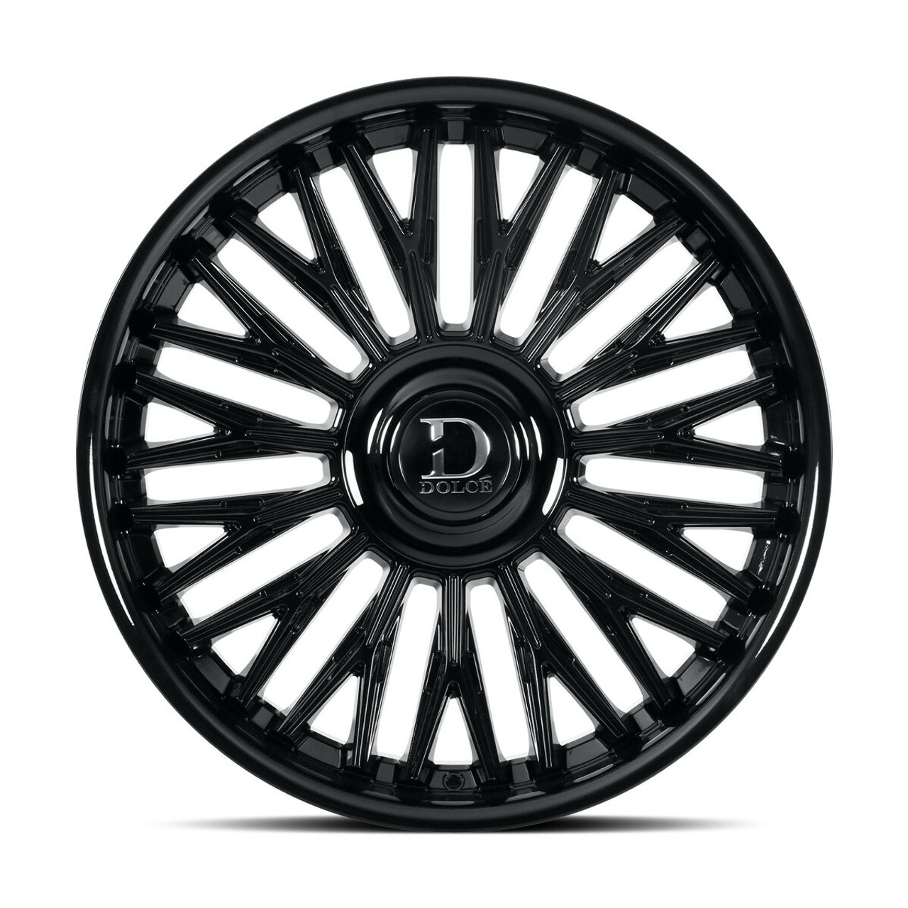 22" Dolce Luxury Lusso 22x9.5 6x135 6x5.5 18mm Glossy Black w Floating Cap Wheel