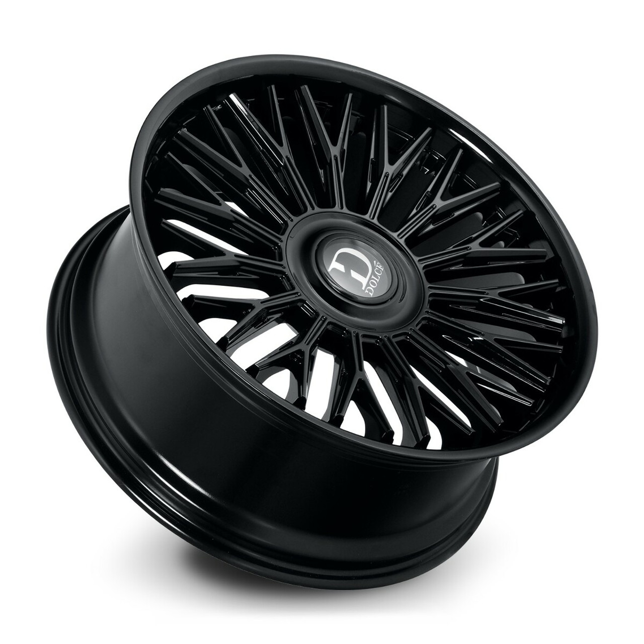 22" Dolce Luxury Lusso 22x9.5 6x135 6x5.5 18mm Glossy Black w Floating Cap Wheel