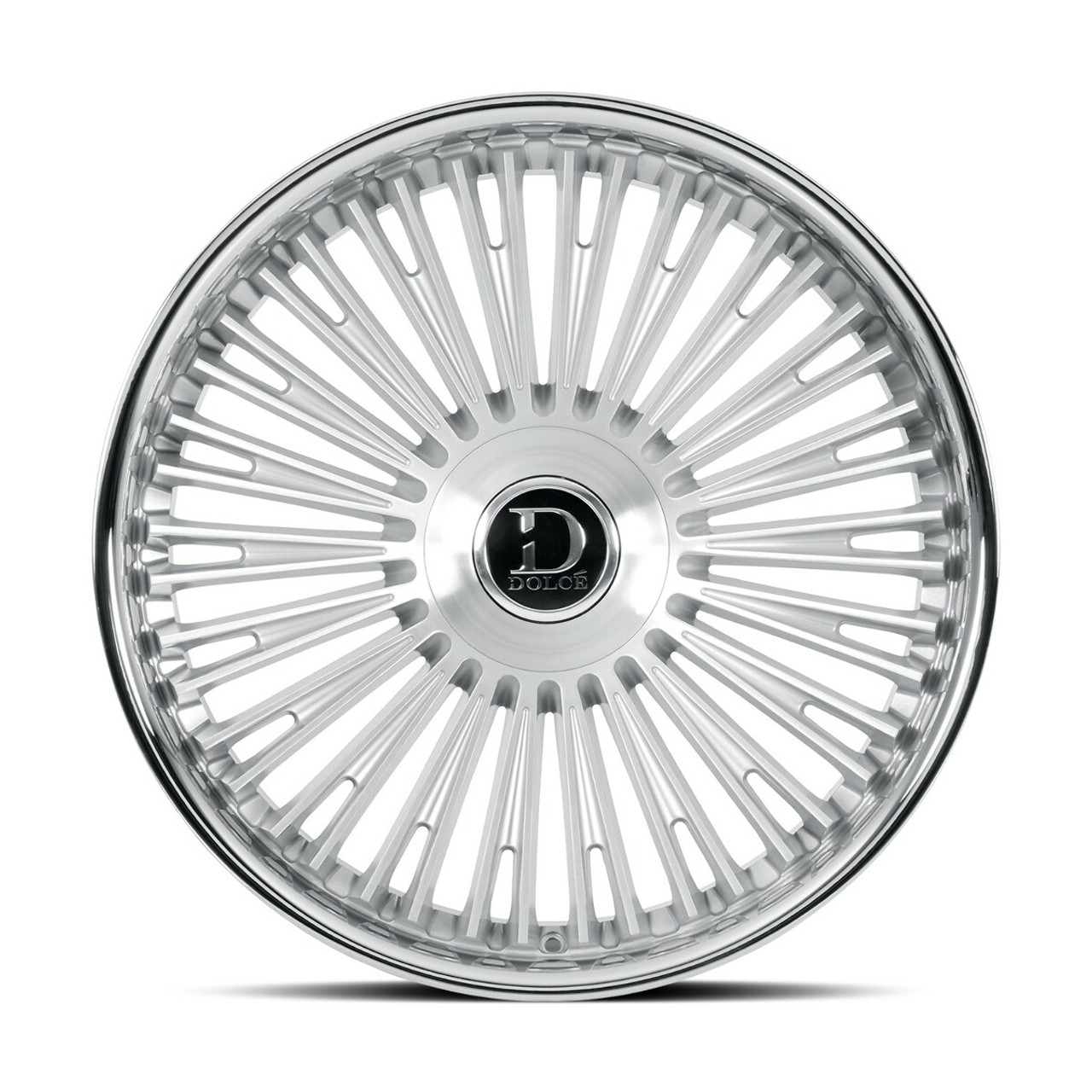24" Dolce Razzo 24x10 6x135 6x5.5 35mm Sliver Brush Face Wheel Floating Cap Rim