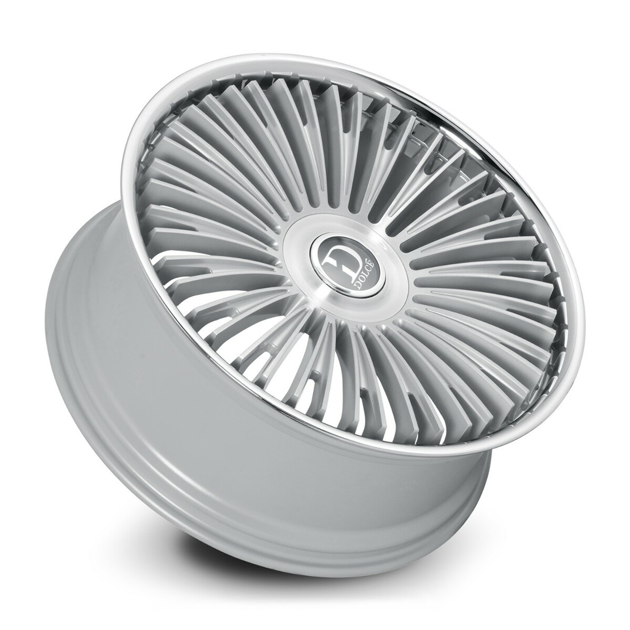 24" Dolce Razzo 24x10 6x135 6x5.5 35mm Sliver Brush Face Wheel Floating Cap Rim