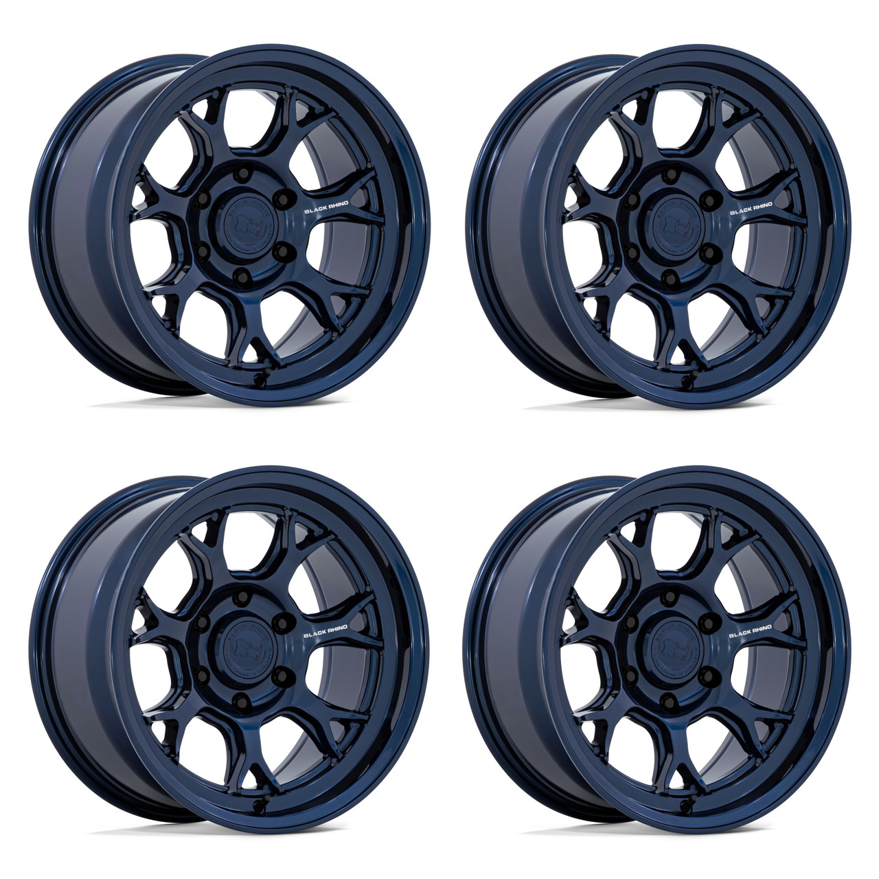 Set 4 17" Black Rhino BR017 Etosha Gloss Midnight Blue 17x8.5 Wheels 6x5.5 20mm