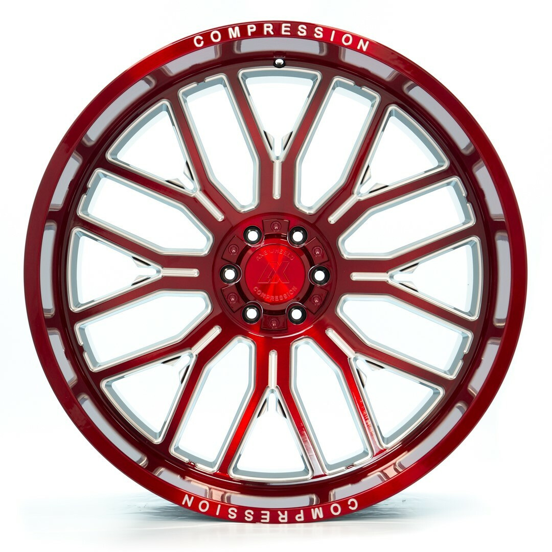 Set 4 24" Axe Wheels AX6.2 Candy Red 24x12 Wheels 8x170 -44mm For Ford Rims