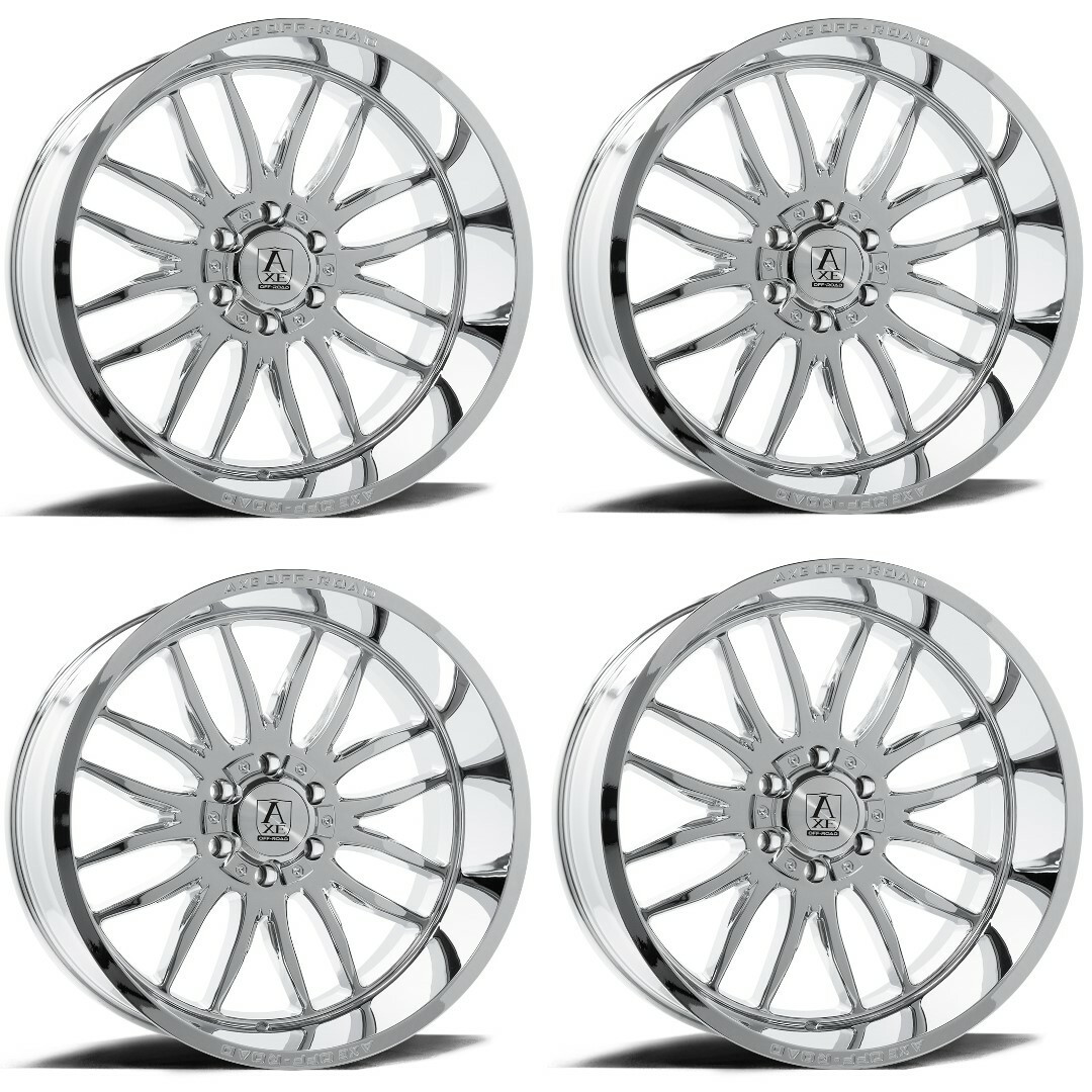 Set 4 24" Axe Wheels Hades Chrome 24x12 Wheels 8x170 -44mm For Ford Truck Rims