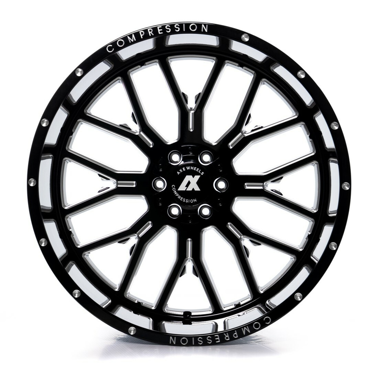 26" Axe Wheels AX6.0 Gloss Black Milled 26x14 Wheel 8x170 -76mm Lifted For Ford