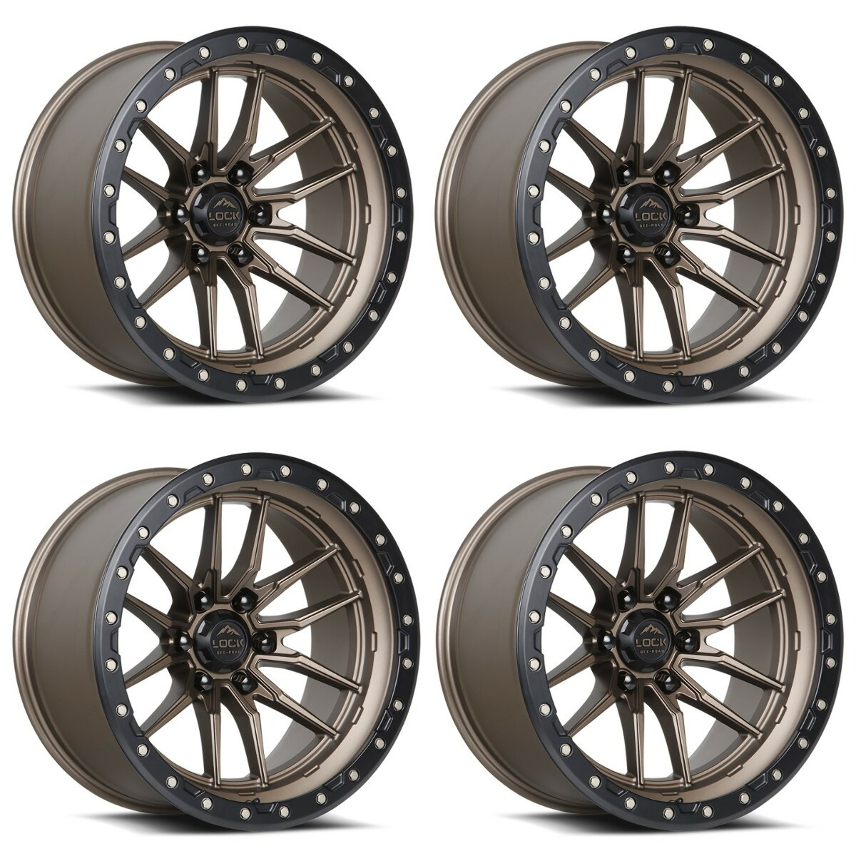 Set 4 18" Lock Offroad Krawler Bronze Matte Black Ring 18x9 Wheels 6x5.5 1mm Rim