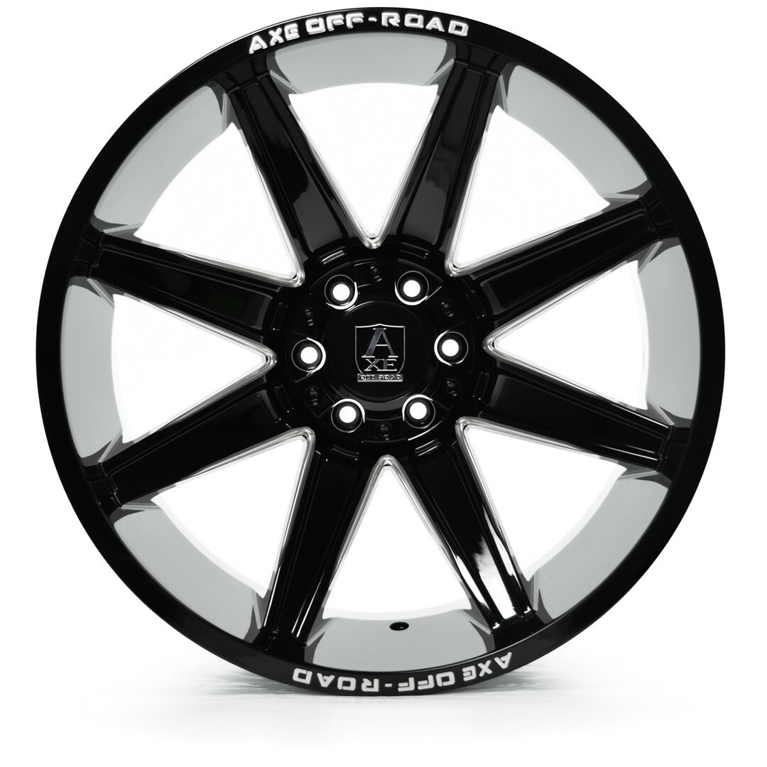 20" Axe Wheels Artemis Gloss Black Milled 20x10 Wheel 8x170 -19mm For Ford Rim
