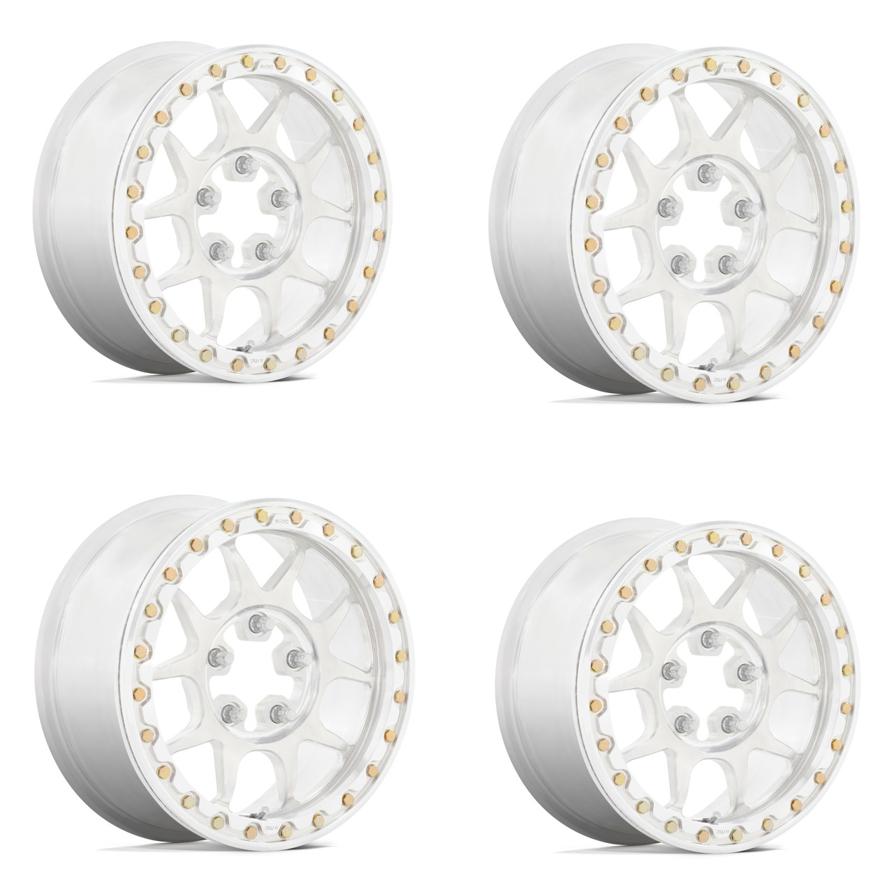 Set 4 15" KMC KS436 Impact Forged Beadlock Raw Machined Forged 15x6 6x5.5 50mm