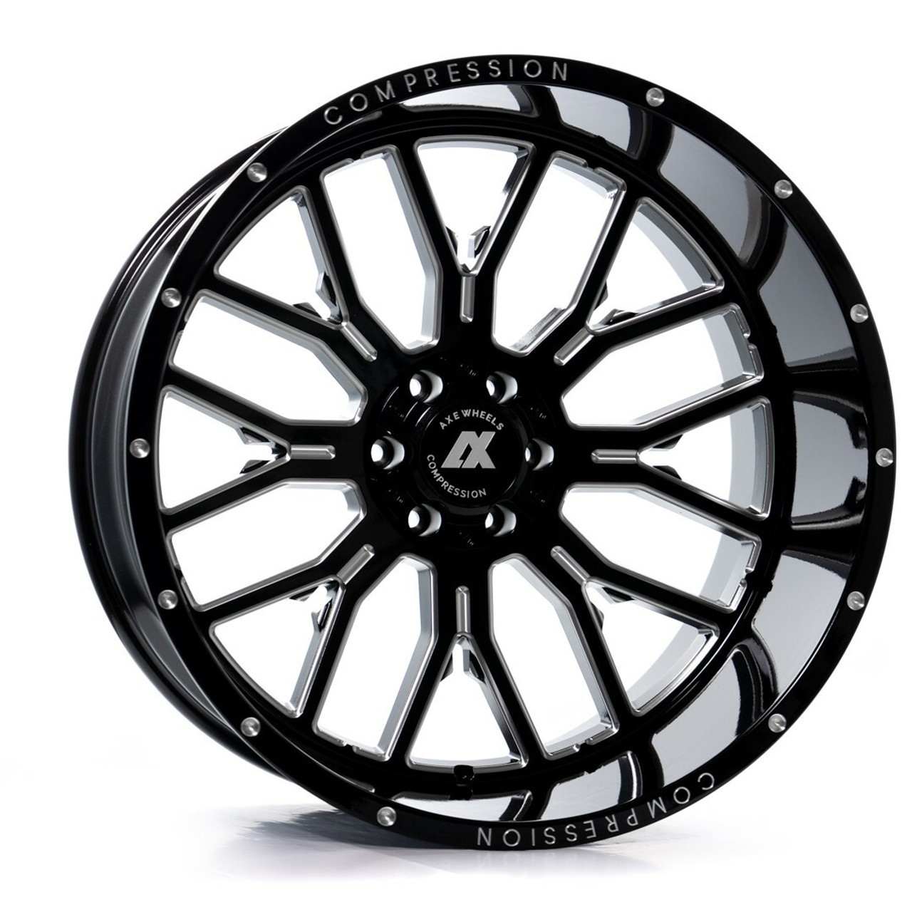 Set 4 26" Axe Wheels AX6.0 Gloss Black Milled 26x14 Wheels 8x180 -76mm Rims