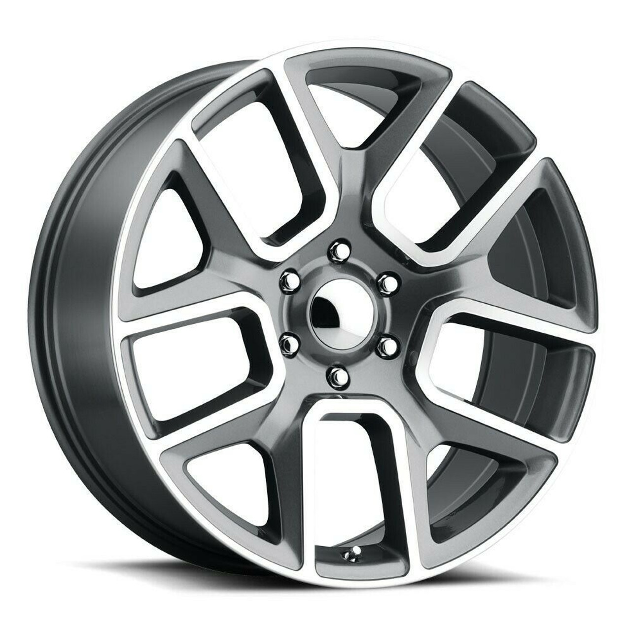 22" Voxx Replica Ram 1500 Gun Metal Machined Face Wheel 22x9 5x5.5 18mm Rim