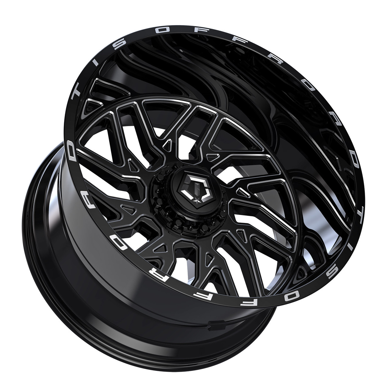 20" TIS 544BM Gloss Black CNC Milled Accents 20x9 Wheel 8x180 17mm For Chevy GMC