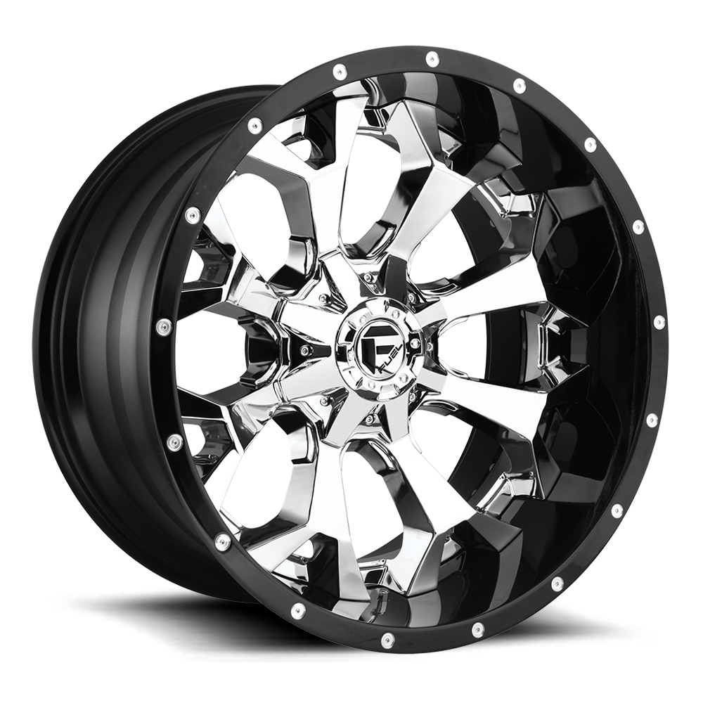 22" Fuel 2PC D246 Assault 22x12 6x135 6x5.5 Chrome Plated Black Wheel -44mm