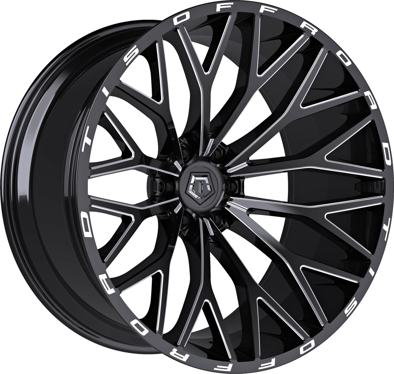 26" TIS 566BM Gloss Black Milled 26x12 Wheel 6x135 -44mm For Ford Lincoln Rim