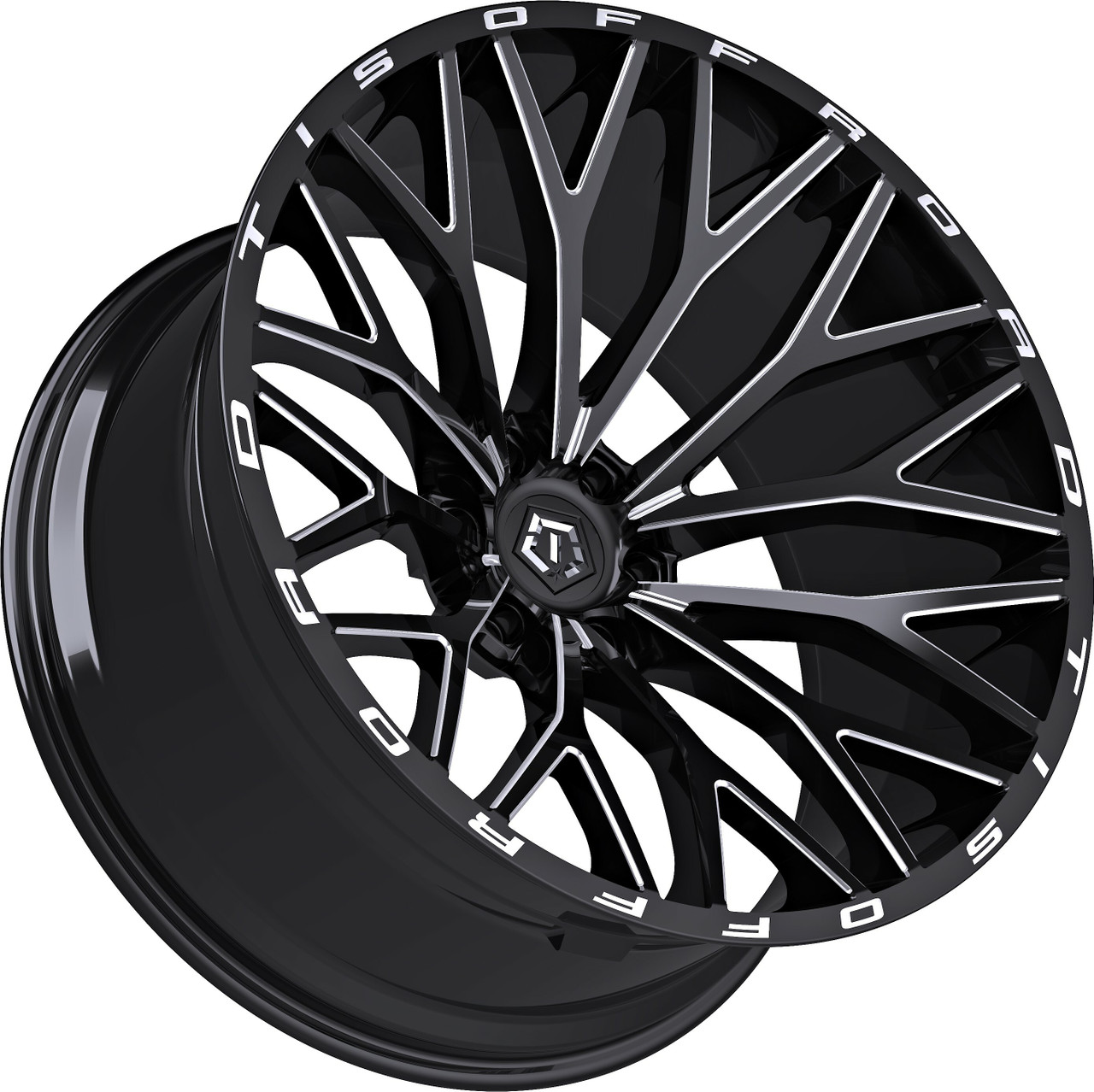 26" TIS 566BM Gloss Black Milled 26x12 Wheel 6x135 -44mm For Ford Lincoln Rim