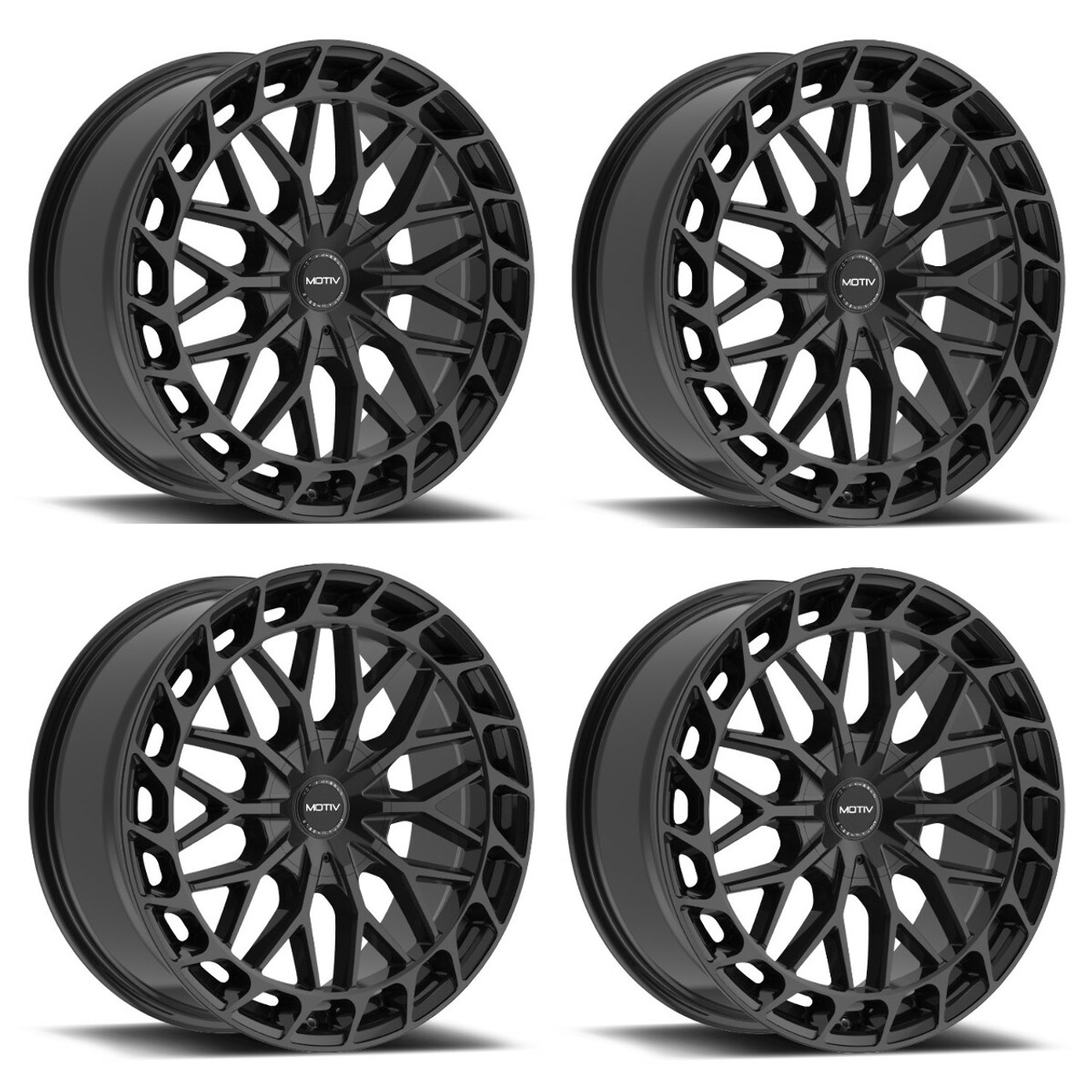 Set 4 18" Motiv 442B Breach Gloss Black 18x7.5 Wheels 5x112 5x4.5 Rims 40mm