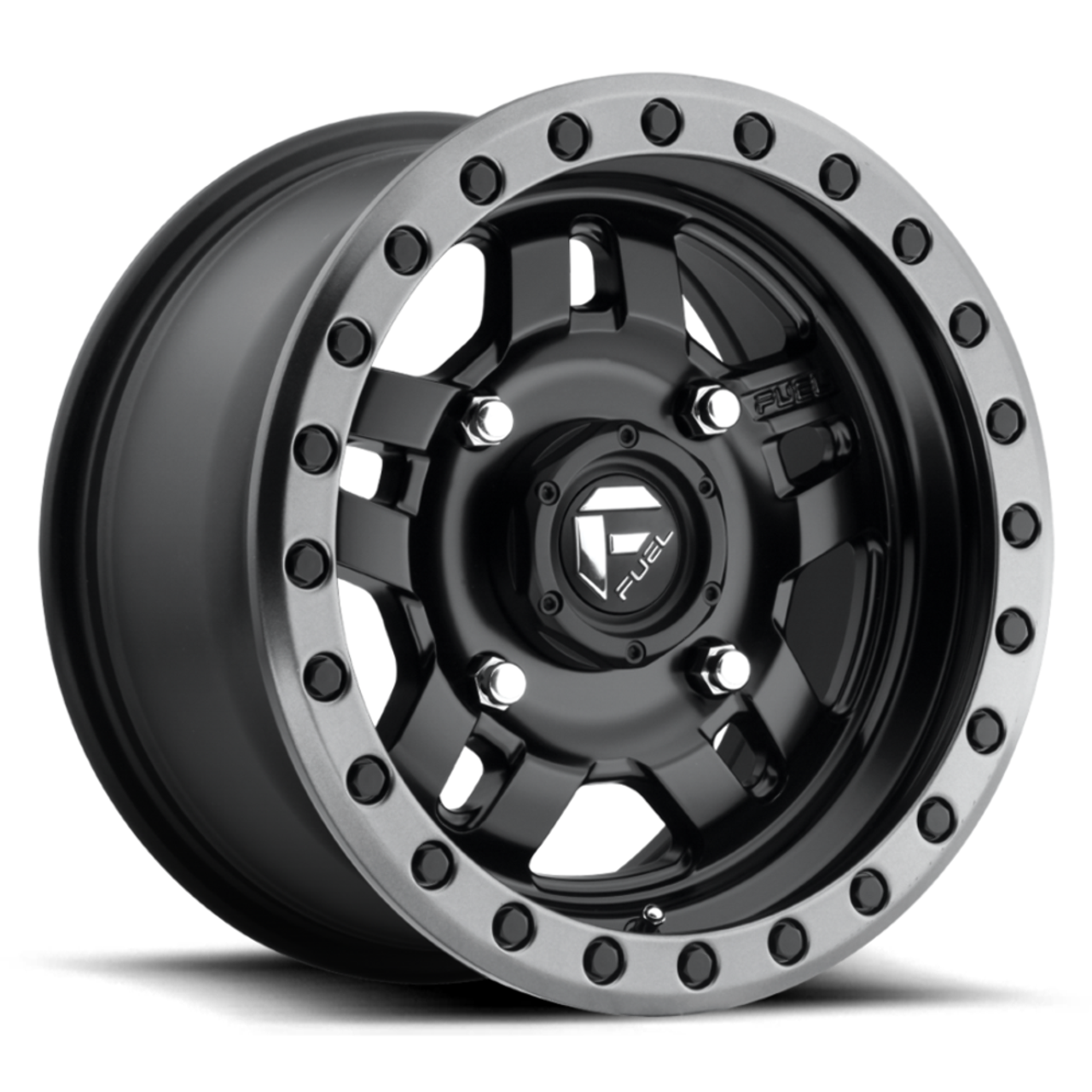 14" Fuel UTV D557 Anza 14x7 4x156 Matte Black Gunmetal Ring Wheel 13mm Rim