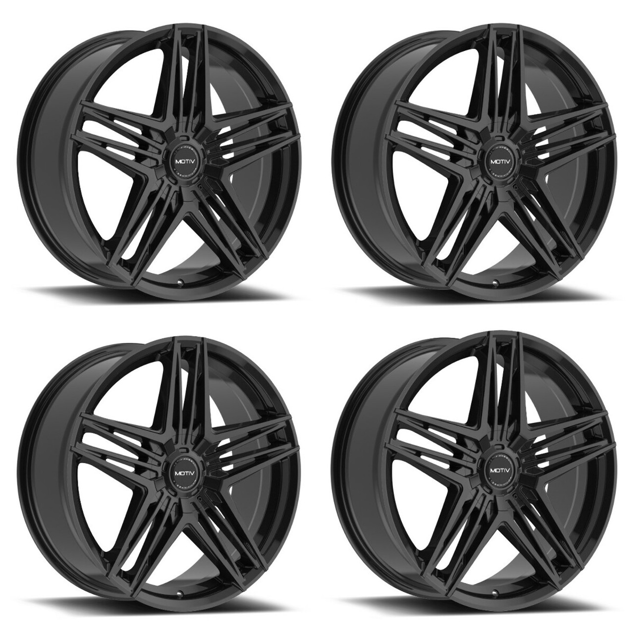 Set 4 16" Motiv 440B Lunar Gloss Black 16x7.5 Wheels 5x4.5 5x120 Rims 40mm