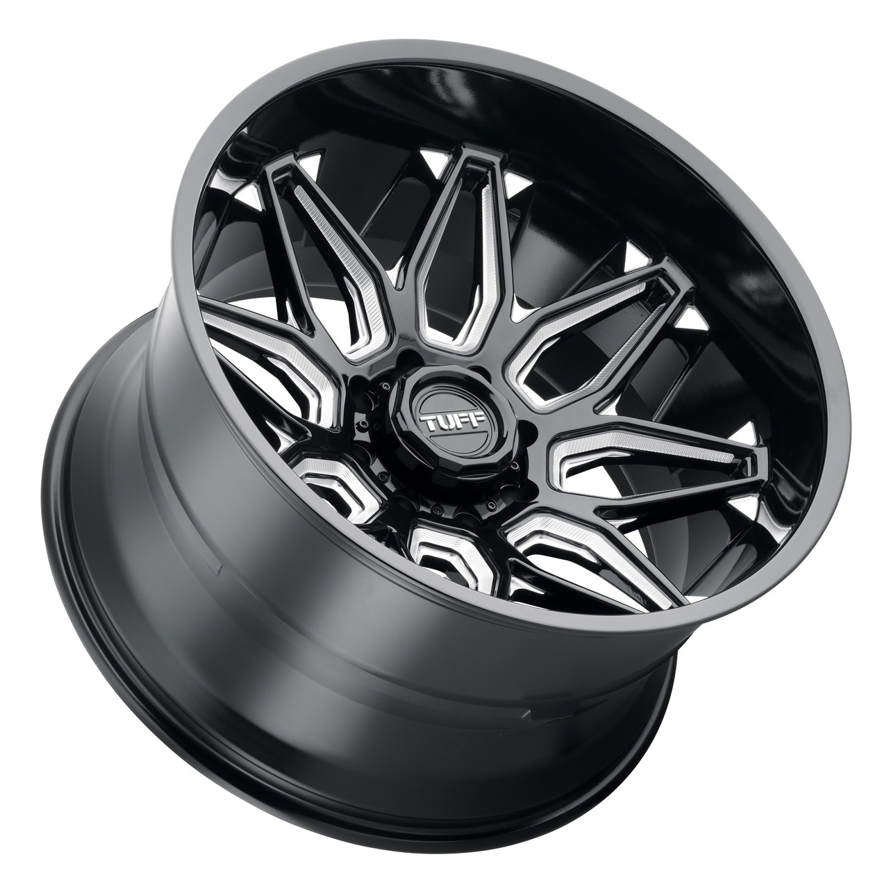 Tuff T3B 24x14 8x170 Gloss Black W/ Milled Spokes Wheel 24" -72mm Rim