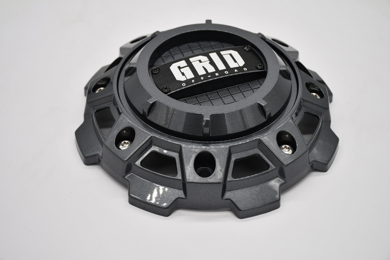 Genuine Grid Offroad GD-8-CAP gunmetal replacement wheel center cap with an 8.5-inch diameter. Fits select Grid Offroad GD Series 8-lug wheels including GD1 through GD13.
