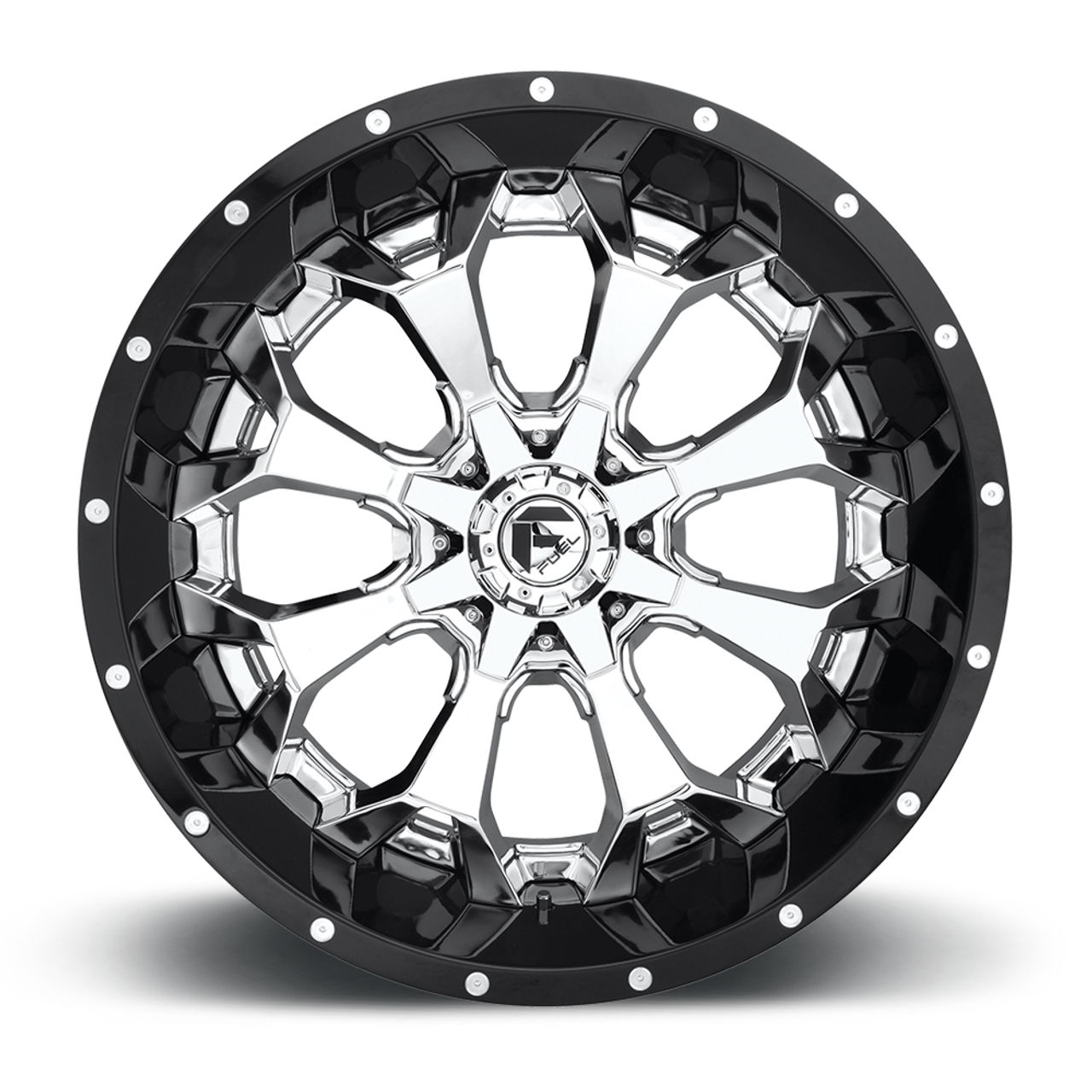 20" Fuel 2PC D246 Assault 20x10 8x180 Chrome Plated Gloss Black Lip Wheel -18mm