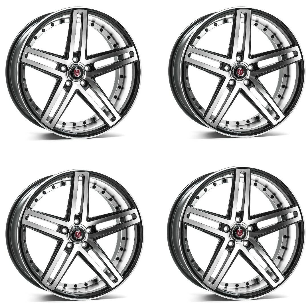 Set 4 22" Axe Wheels EX20 Black Polished Face 22x10.5 Wheels 5x110 25mm Rims