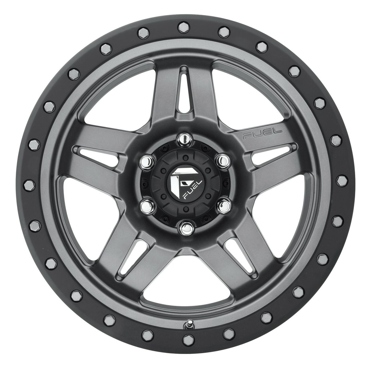 17" Fuel  D558 Anza 17x8.5 5x4.5 Matte Gunmetal Black Bead Ring Wheel -6mm Rim