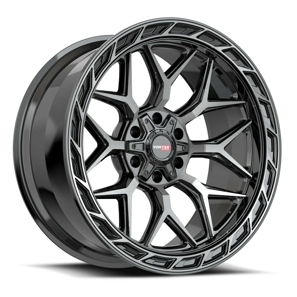 20" Vortek Black Diamond Cut Dark Tint VRP-504 20x9 Wheel 6x135 6x5.5 0mm Rim