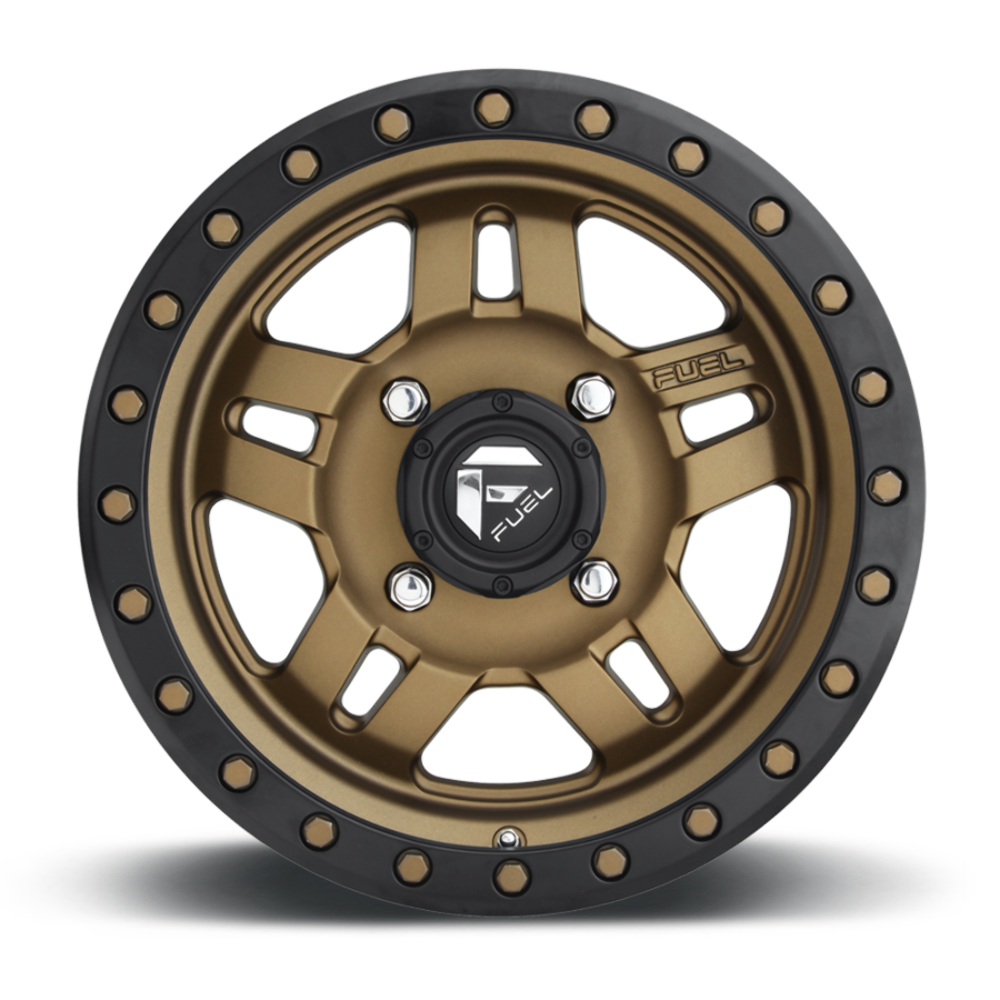 14" Fuel UTV D583 Anza 14x7 4x156 13mm Matte Bronze Black Bead Ring ATV Wheel