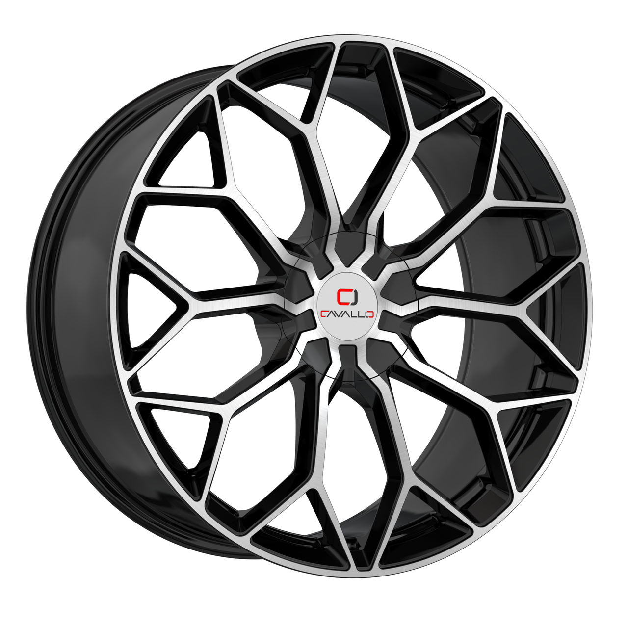 22" Cavallo CLV-44 Gloss Black Machined Wheel 22x8.5 5x4.5 5x120 38mm Rim