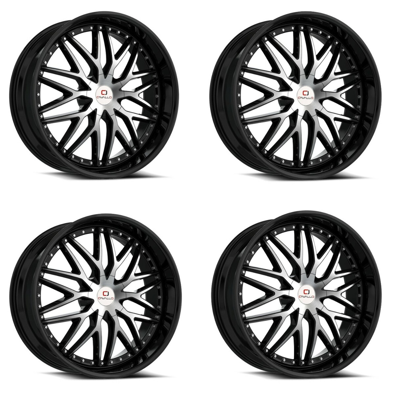 Set 4 18" Cavallo CLV-46 Gloss Black Machined Wheels 18x8 5x4.5 5x120 35mm Rims