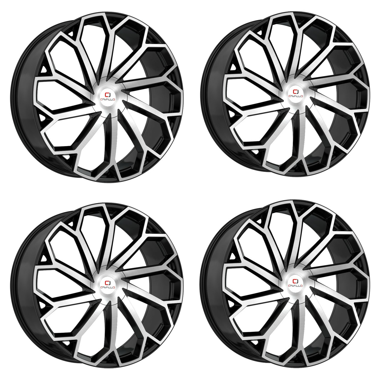 Set 4 20" Cavallo CLV-51 Gloss Black & Machined Wheels 20x8.5 5x112 5x4.5 35mm