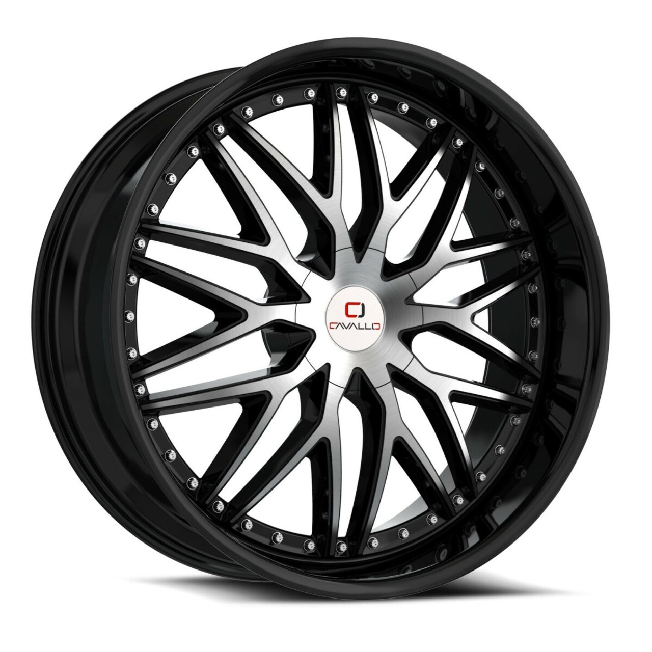 18" Cavallo CLV-46 Gloss Black Machined Wheel 18x8 4x100 4x4.5 35mm Rim