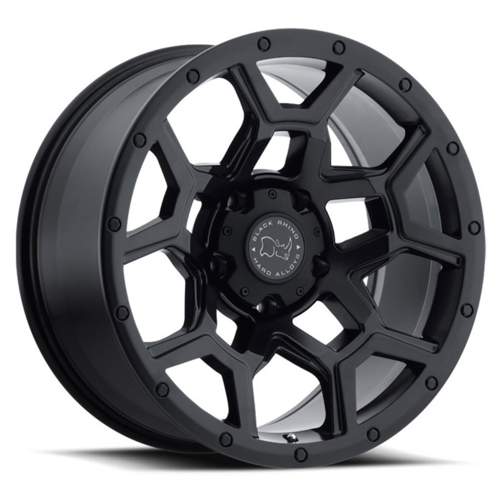 Set 4 17" Black Rhino Overland 17x9.5 6x5.5 Matte Black Wheels -18mm Lifted Rims
