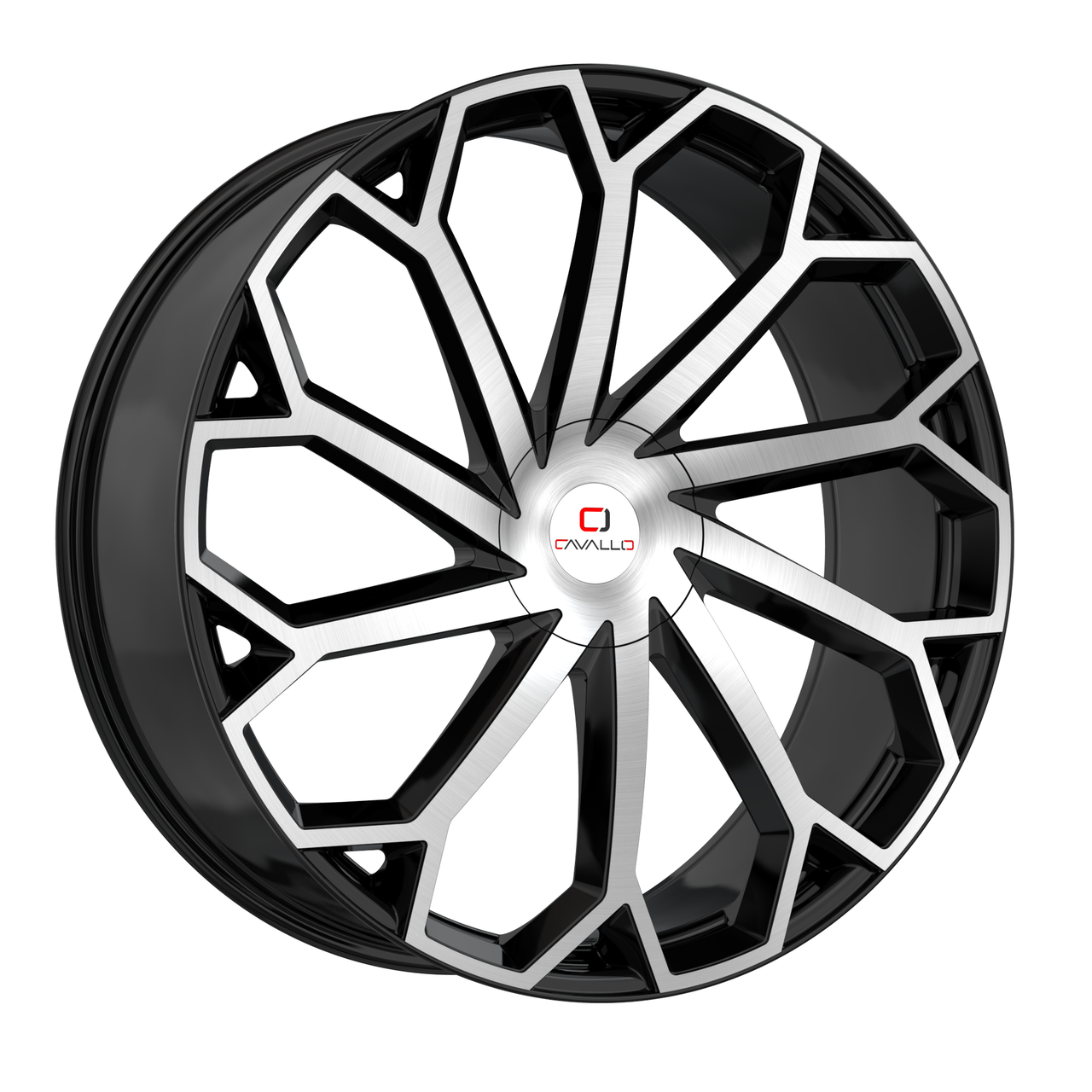 22" Cavallo CLV-51 Gloss Black & Machined Wheel 22x8.5 5x112 5x4.5 38mm Rim