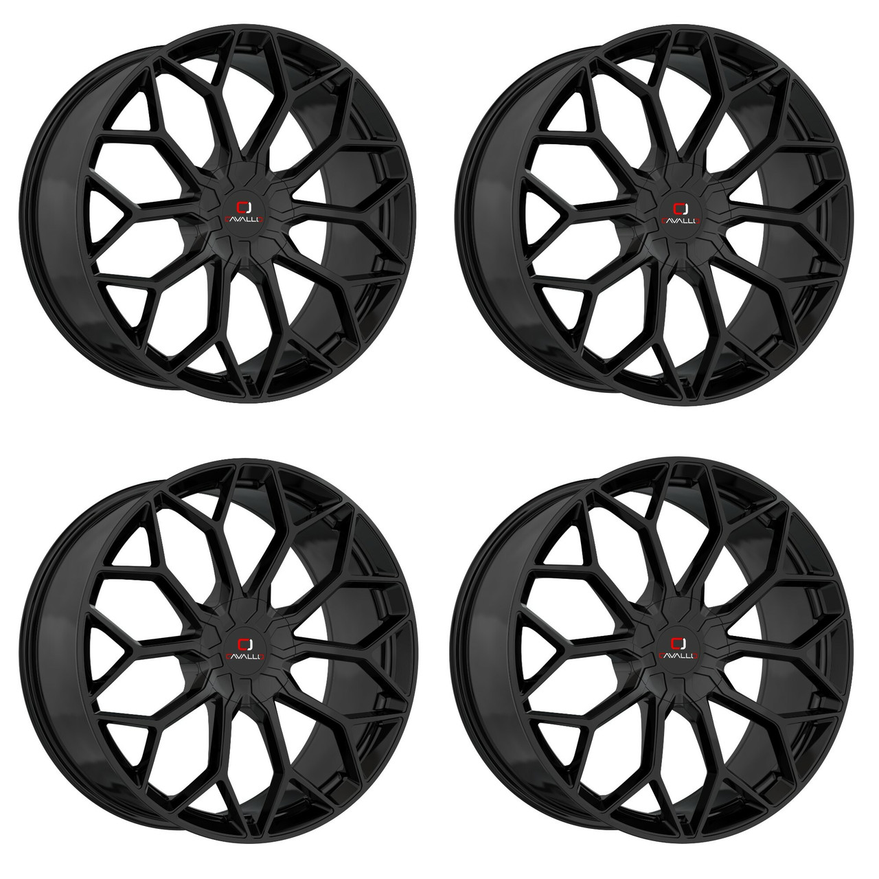 Set 4 18" Cavallo CLV-44 Gloss Black Wheels 18x8 4x100 4x4.5 35mm Rims
