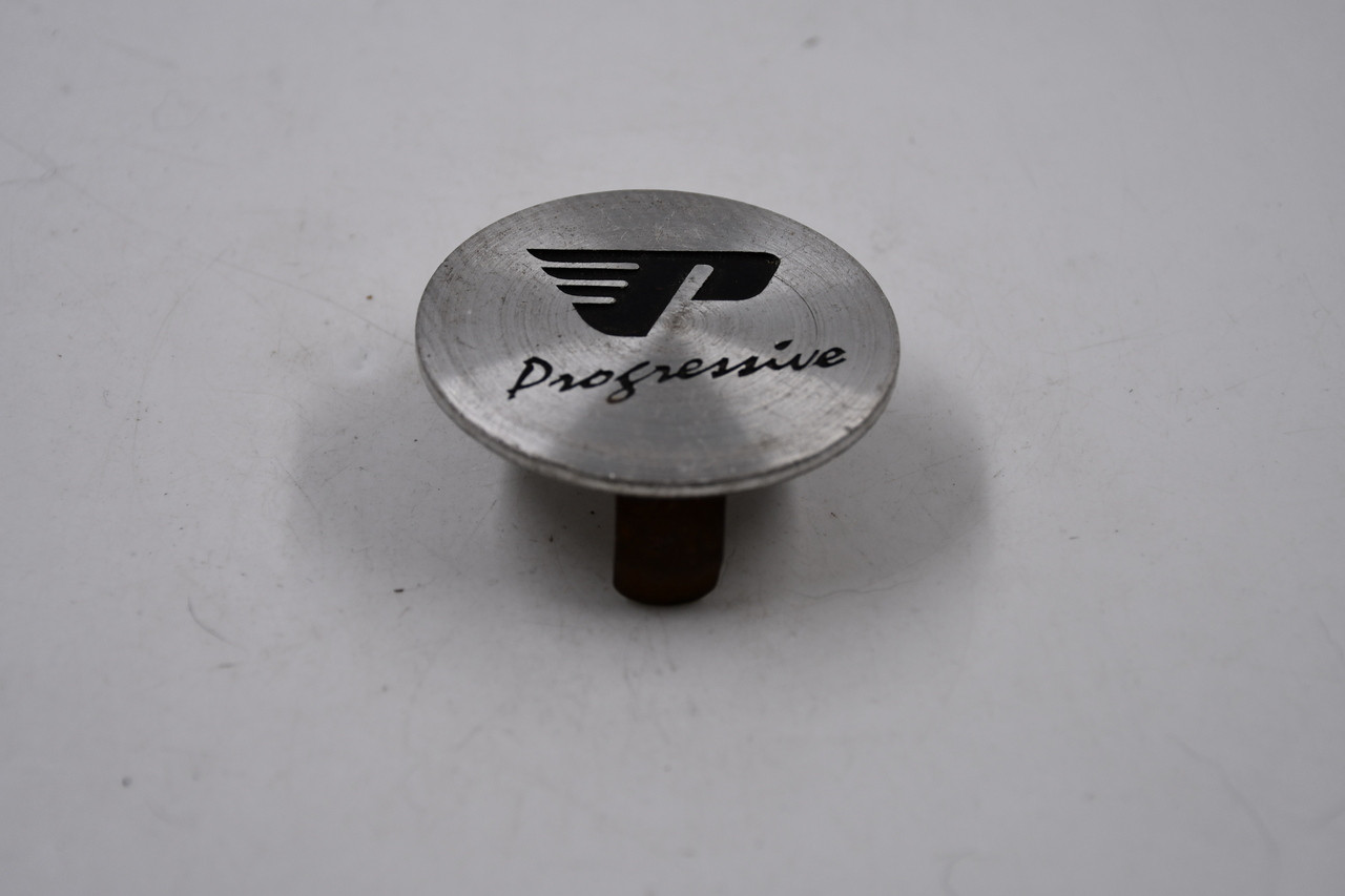 Progressive Wheels Brushed Aluminum w/Black Logo Wheel Center Cap Hub Cap PROG/2.3125 2.31525" 2 Clip on Back Side